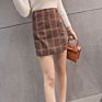 Women Plaid Print High Waist a Line Bag Casual Skirt