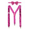 Women Shiny Elastic Y Shape Braces Shoulder Straps 4 Colors Adjustable Pant Suspenders with Bow Tie for Cosplay Party