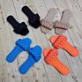 Women Shoes Sponge Knitting Flat Sandle Bright Color outside Beach Slippers