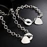 Women Silver O-Shaped Heart-Shaped Accessory Silver Necklace Bracelet Jewelry Set