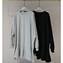 Women Solid Color Long Sleeve Crewneck Fleece Pullover Sweatshirt Dress with Ruffle