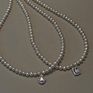 Women's Baroque Square Drop Zircon Freshwater Pearl Pendant Necklace