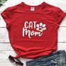 Women's Cat Mom Letter T-Shirt O-Neck Casual Shirt Oversized Loose Print T-Shirt