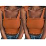 Women's Frill Smocked Crop Tank Top Bow Tie Strap Shoulder Bandeau Stretch Tube Top