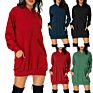 Women's Long Sleeve Casual Hoodie Dress Pullover Hoodie Dress Plain Dyed Sweatshirt Pocket Hoodie Dress