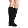 Women's Pu Leather Suede Block Chunky Heel Knee High Long Boots