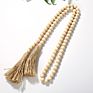 Wood Beads Garland with Jute Tassels Rustic Natural Wooden Bead String Wall Hanging for Far Simple for Christmas White Party