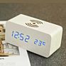 Wooden Digital Led Alarm Clock with Wireless Phone Charging Table Clock Promotional Gift Logo Design Desktop Clock