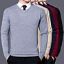 Youth Men's Autumn and Knitwear V-Neck Pullover Pure Color Casual Warm Sweater