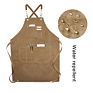 100% Cotton Canvas Leather Apron Barista Bartender Apron for Men and Woman