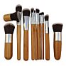 11 Bamboo Handle Makeup Brush Tool Portable Set Concealer Beauty Makeup Complete Combination Send Linen Bag Makeup Brush
