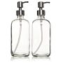 16 Oz Hand Liquid Soap Dispenser Boston Glass Bottles with Stainless Steel Pump