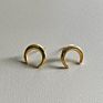 18K Gold Plated Moon Shaped Earrings 925 Sterling Silver Stud Earrings