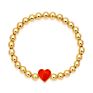 18K Real Gold Plated 6Mm Brass round Beads Personalized Diy Enamel Heart Charm Bracelet for Women Girls