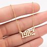 1980- Birth Year Number Stainless Steel Pendant Necklace for Women and Men