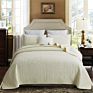 3 Pcs Machine Washable American Style Solid Color Embroidery Cotton Quilts Bedding Sets Quilt for , Own Use