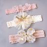 3 Pieces Hair Bands Set Baby Bow Flower Crown Headbands Elastic Hair Band