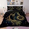 3D Styles Golden Sun and Moon Printed Microfiber Duvet Cover Set