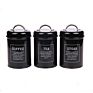 3Pcs Vintage Tea Coffee Sugar Galvanized Metal Kitchen Canisters Sets with Lids