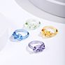 4 Pcs Transparent Geometric Twisted Bow Knot Acrylic Finger Ring Multi Colors Clear Resin Acrylic Twist Finger Ring Set