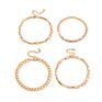4Pcs/Set Gold Plated Jewelry Simple Metal Thick Diamond Chain Tennis Bracelet Anklets Foot Jewelry Anklets Bracelet