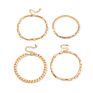 4Pcs/Set Gold Plated Jewelry Simple Metal Thick Diamond Chain Tennis Bracelet Anklets Foot Jewelry Anklets Bracelet