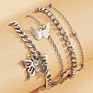 4Pcs/Set Ladies Beach Rhinestone Butterfly Metal Chain Anklet Suitable for Party Wedding Jewelry Gifts