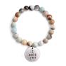 6/8/10Mm Raw Amazonite round Abacus Beads Stone Bracelet Gold Leaf Silver Cross Bracelet