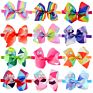 6" Big Baby Girls Colorful Grosgrain Ribbon Hair Bows Headbands Cute Elastic Headwrap for Girls Hair Accessories