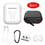 6 In-1 Protective Case for Airpods 1 2 Headphone Storage Box Lanyard Carabiner Silicone Cover for Air Pods 2 Case Ear Cap