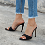 769-1 European and American Women Pure Color Pointed Toe Thin Heel Women's High Heels Club Sandals Casual High Heels