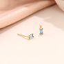 sterling silver Quality colorful zircon rectangle mini earrings stud