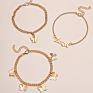 Acrylic Butterfly Pendant Anklet Bracelet Gold Letter Pink Anklet 3-Piece Set Women Jewelry