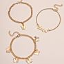 Acrylic Butterfly Pendant Anklet Bracelet Gold Letter Pink Anklet 3-Piece Set Women Jewelry