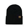 Acrylic Knitted Men Cuffed Plain Beanie Hat with Leather Patch Label