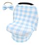 All in 1 Breastfeeding Covers Baby Bow Headband Set Elastic Baby Car Seat Cover Mom Nursing Cover