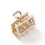 Alloy Metal Hair Accessories Gold Color Rhinestone Pearl Hair Claws for Women