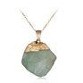 American Irregular Natural Stone Pendants for Making Necklace Simple Gold Plated Amethyst Rough Stone Crystal Necklace