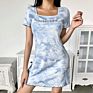 Anti-Static Letter Embroidery Bodycon Dress with Short Sleeve