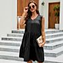 Arrivals Casual Dresses plus Size Solid Loose Pleated T-Shirt Women Clothing