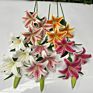 Artificial Easter Lily Flower Artificial Tiger Lily Bouquet with Greenery Stargazer Lilies for Home Decoration