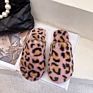 Autumn and Style Flat-Bottomed Fashionable Baotou Furry Slippers Female Leopard Print Cotton Slippers