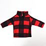 Autumn Christmas Mommy and Me Sherpa Pullover Red Black Plaid Plush Long Sleeves Baby Kids Tops