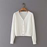 Autumn Korean Version V-Neck Solid Color Top Split Color Ladies Jersey Sweater Vintage