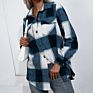 Autumn Long Sleeve Thick Shacket Plaid Shirt Jackets Coat