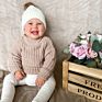 Autumn Warm Color Half Turtleneck Chunky Knitted Sweater Baby Kids Girls Knitted Jumper