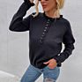 Autumn Women Wear European and American Knit Sweater Wooden Ear Button Sweater Women's