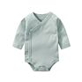 Baby Clothing Baby Kimono Bodysuit Side-Snap Long Sleeve Super Soft 100% Cotton Plain Color Mitten-Cuff Shirt