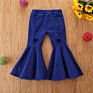 Baby Girl Denim Pants Jeans Bell Bottom Kids Girls Ripped Flare Pants Leggings Trousers Solid Pink Black 3-7Y