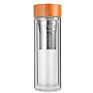 Bamboo Lid Double Wall Thermos Glass Tea Bottle with Stainless Steel Long Infuser 400Ml